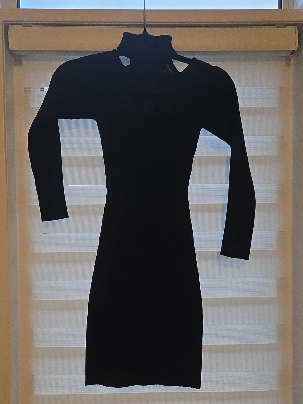 MAJORELLE Black Long-Sleeve Mock Neck Bodycon Dress